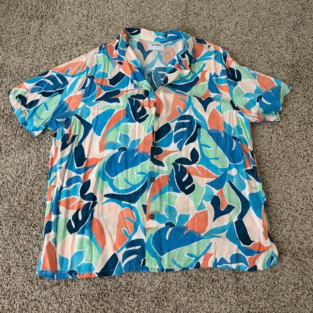 Old Navy Multicolor Leaf Print Men's Shirt